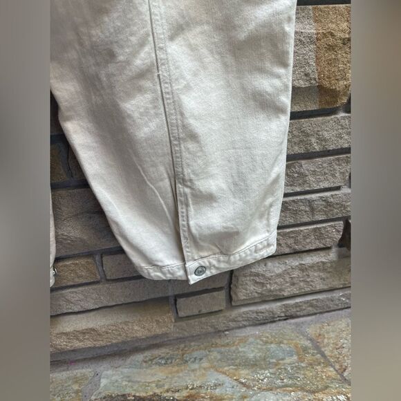 Free People First Light Utility Cargo Pant ALMOND MILK cream wide leg size 12 - Picture 7 of 15